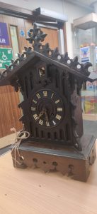 One of several cuckoo clocks that we have seen at the Repair Cafe recently
